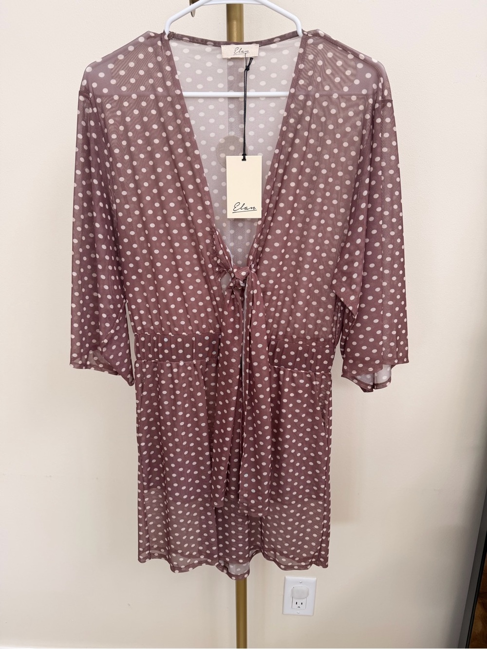 Dusty Rose Polka Dot Tie-Front romper